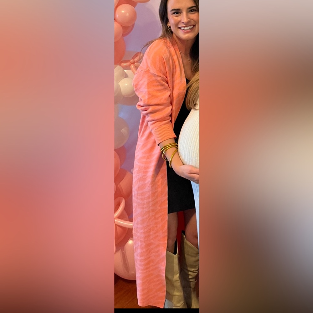 Nasty Gal Pink Knit Cardigan Sweater Open Front